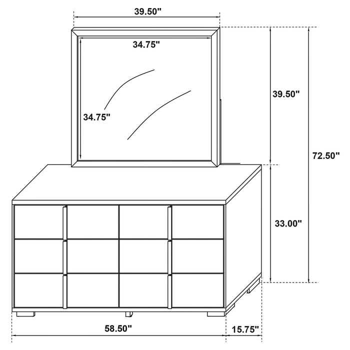 Coaster Marceline 6-drawer Dresser with Mirror Black No Mirror