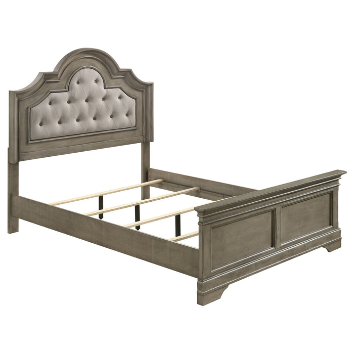 Coaster Manchester Bed with Upholstered Arched Headboard Beige and Wheat Cal King