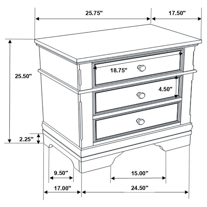 Coaster Manchester 3-drawer Nightstand Wheat Default Title