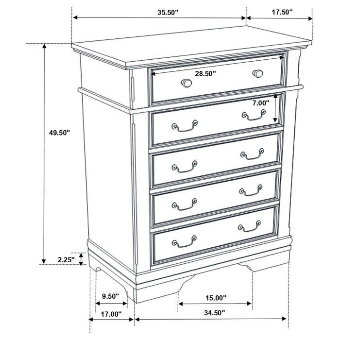 Coaster Manchester 5-drawer Chest Wheat Default Title