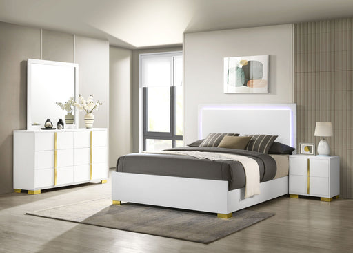 Coaster Marceline Bedroom Set with LED Headboard White Queen Set of 4