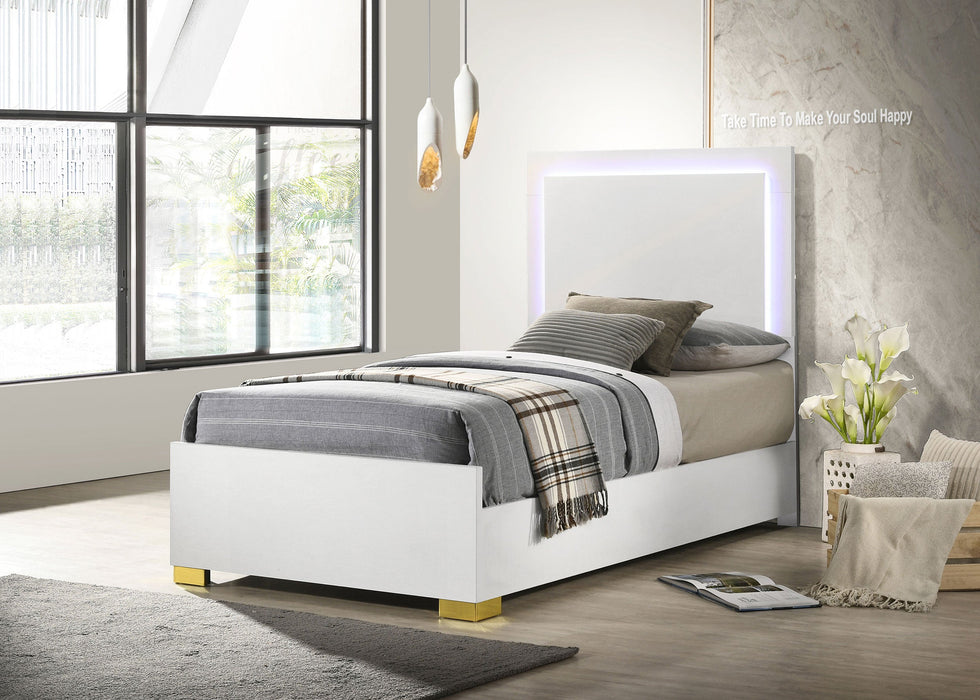 Coaster Marceline Bed with LED Headboard White Twin