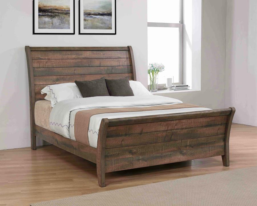 Frederick Wood Eastern King Sleigh Bed Weathered Oak