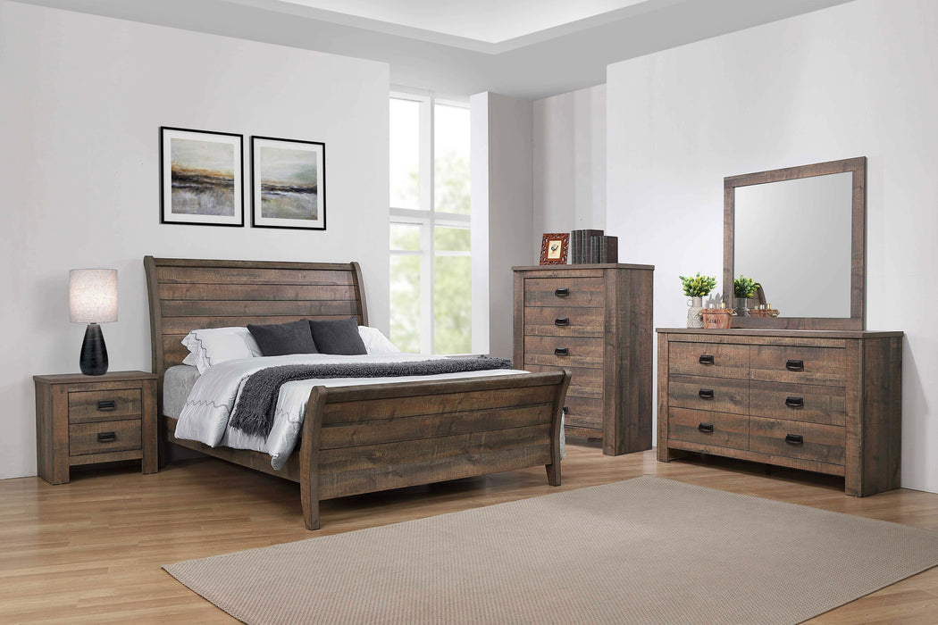 Frederick  Sleigh Panel Bed Weathered Oak