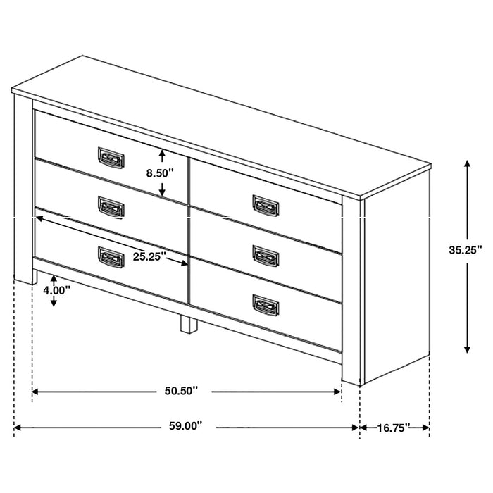 Coaster Frederick 6-drawer Dresser Weathered Oak Default Title