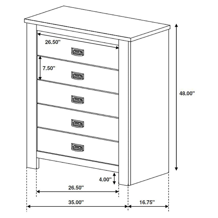 Coaster Frederick 5-drawer Chest Weathered Oak Default Title