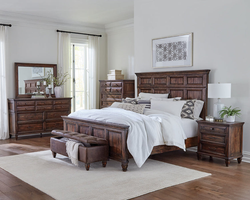 Coaster Avenue Bedroom Set Weathered Burnished Brown Cal King Set of 4