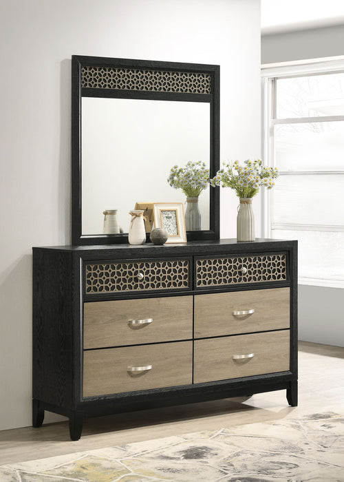 Coaster Valencia 6-drawer Dresser with Mirror Light Brown and Black No Mirror