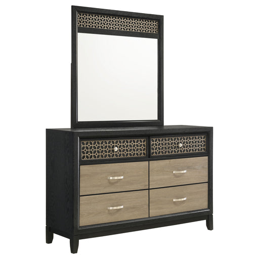 Coaster Valencia 6-drawer Dresser with Mirror Light Brown and Black With Mirror