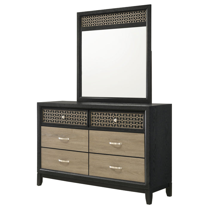 Coaster Valencia 6-drawer Dresser with Mirror Light Brown and Black No Mirror