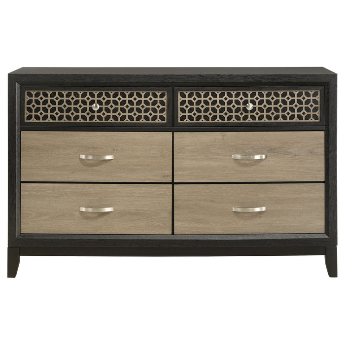 Coaster Valencia 6-drawer Dresser with Mirror Light Brown and Black No Mirror