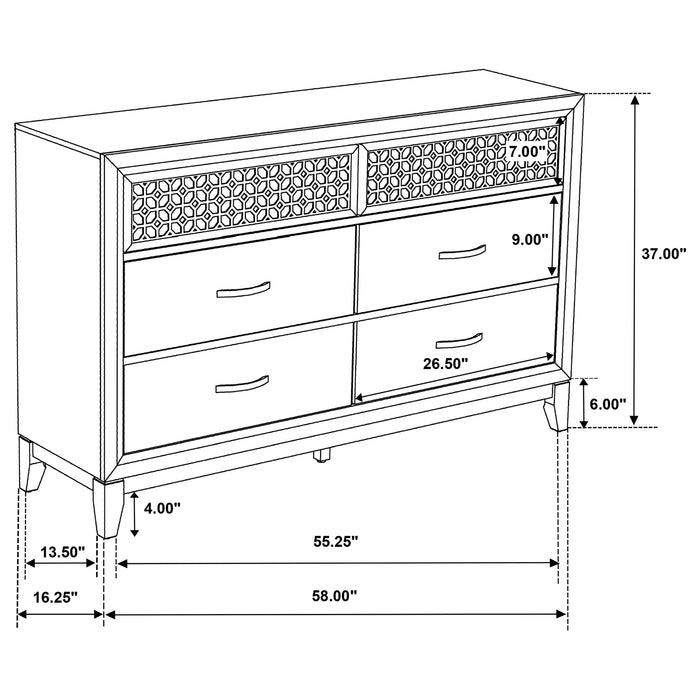 Coaster Valencia 6-drawer Dresser with Mirror Light Brown and Black No Mirror