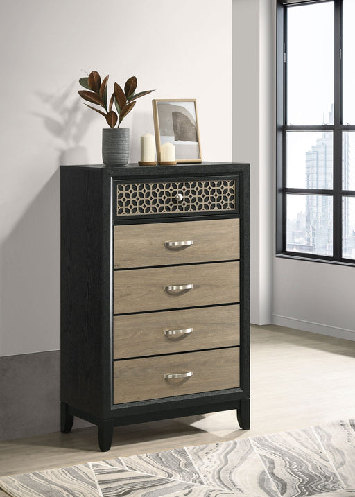 Coaster Valencia 5-drawer Chest Light Brown and Black Default Title