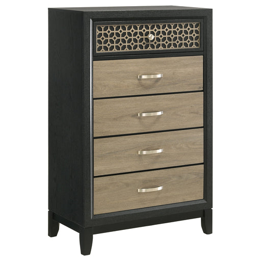 Coaster Valencia 5-drawer Chest Light Brown and Black Default Title