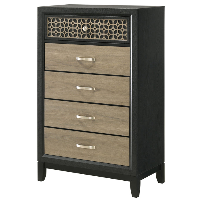 Coaster Valencia 5-drawer Chest Light Brown and Black Default Title