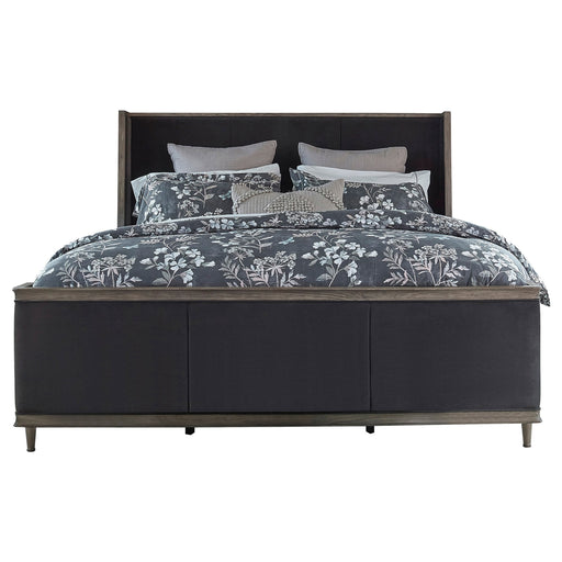 Coaster Alderwood Upholstered Panel Bed Charcoal Grey Queen