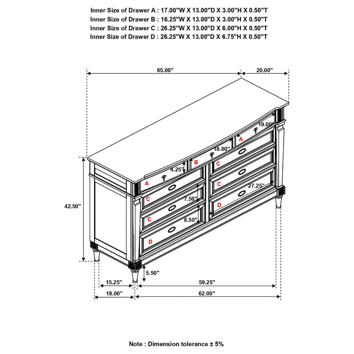 Coaster Alderwood 9-drawer Dresser French Grey Default Title