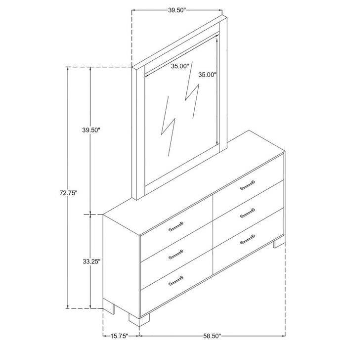 Sidney 6-drawer Dresser with Mirror Rustic Pine