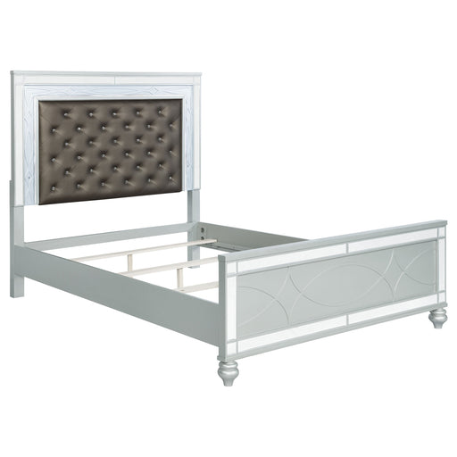 Coaster Gunnison Panel Bed with LED Lighting Silver Metallic Eastern King