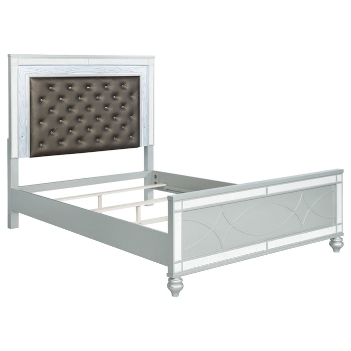 Coaster Gunnison Panel Bed with LED Lighting Silver Metallic Cal King