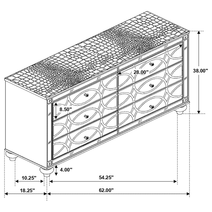 Coaster Gunnison 6-drawer Dresser Silver Metallic Default Title