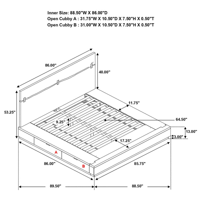 Coaster Winslow Storage Bed Smokey Walnut and Coffee Bean King