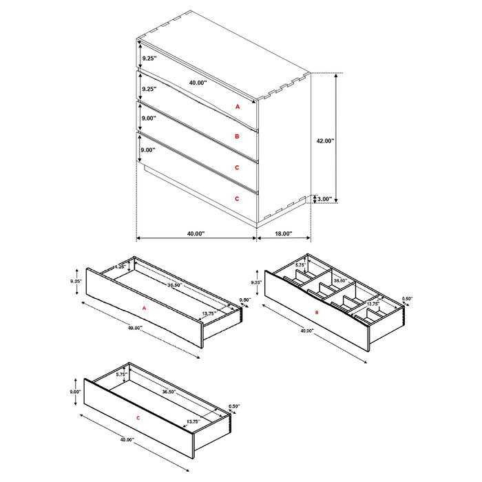 Coaster Winslow 4-drawer Chest Smokey Walnut and Coffee Bean Default Title