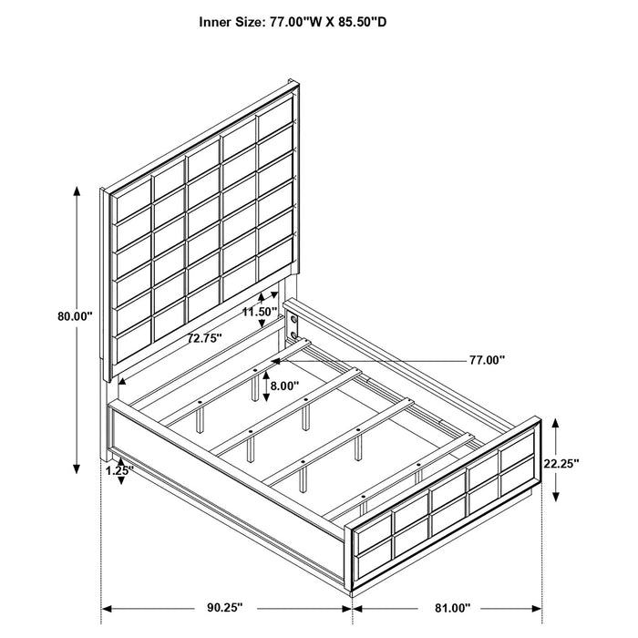 Coaster Durango Upholstered Bed Smoked Peppercorn and Grey Cal King