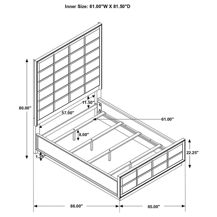 Coaster Durango Upholstered Bed Smoked Peppercorn and Grey Cal King