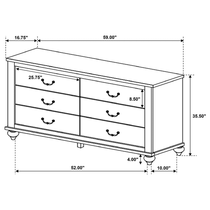 Coaster Stillwood 6-drawer Dresser Vintage Linen Default Title