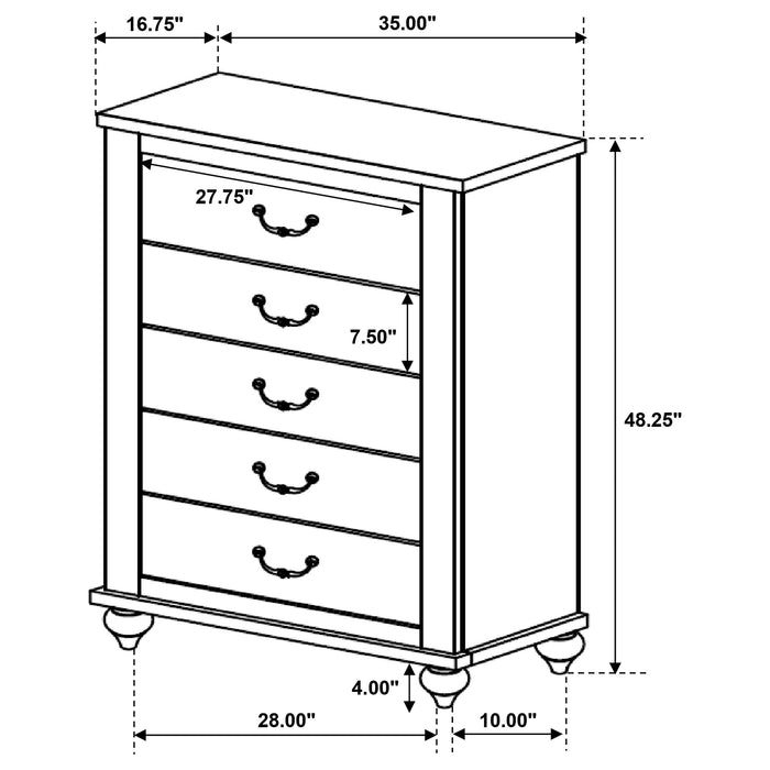 Coaster Stillwood 5-drawer Chest Vintage Linen Default Title