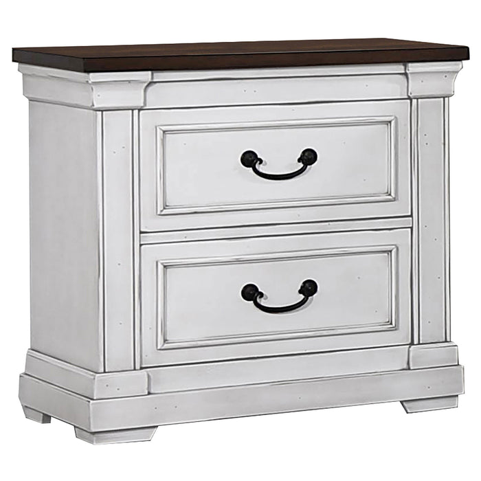 Coaster Hillcrest 2-drawer Nightstand Dark Rum and White Default Title