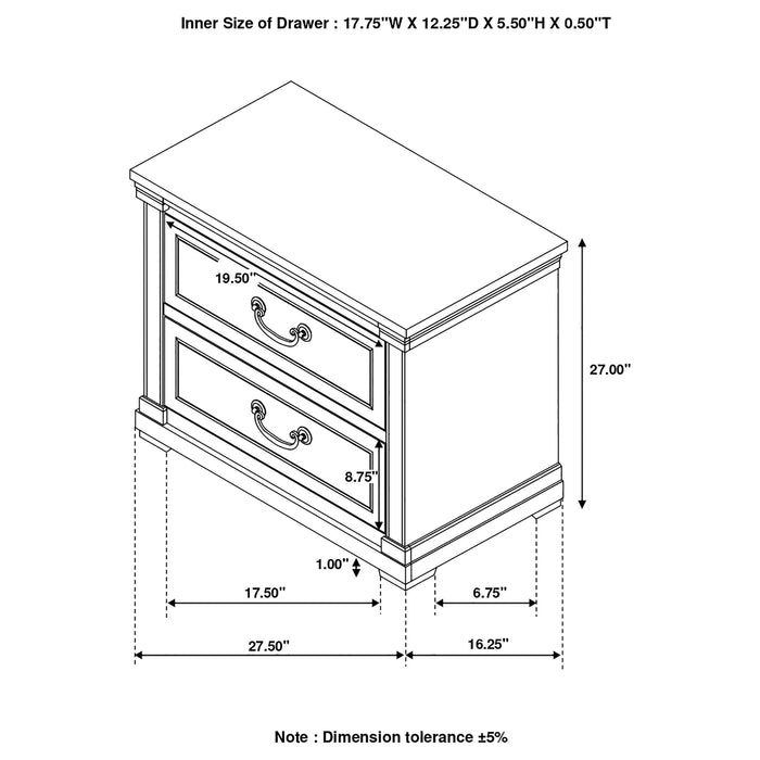 Coaster Hillcrest 2-drawer Nightstand Dark Rum and White Default Title