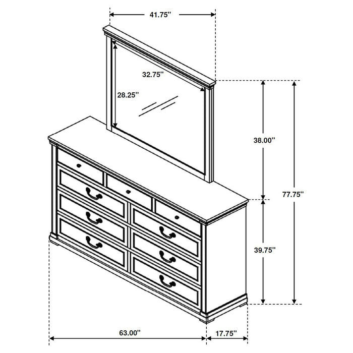 Coaster Hillcrest 9-drawer Dresser with Mirror Dark Rum and White No Mirror