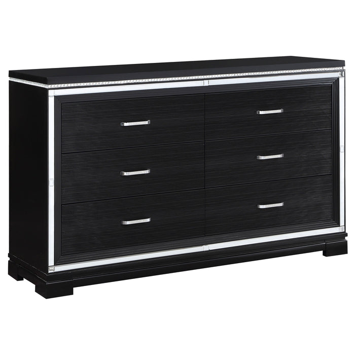 Cappola Rectangular 6-drawer Dresser Silver and Black