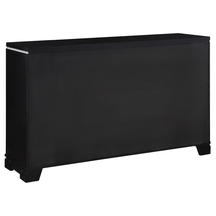 Cappola Rectangular 6-drawer Dresser Silver and Black