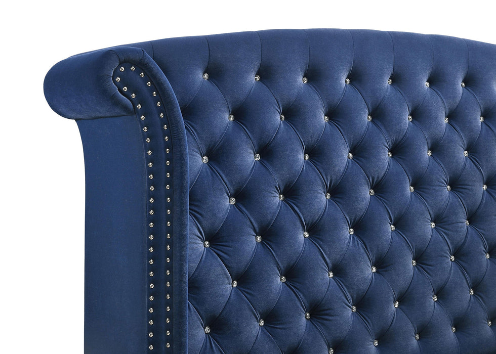 Coaster Melody Wingback Upholstered Bed Pacific Blue Cal King