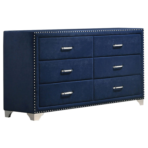 Coaster Melody 6-drawer Upholstered Dresser with Mirror Pacific Blue No Mirror