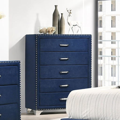 Coaster Melody 5-drawer Upholstered Chest Pacific Blue Default Title