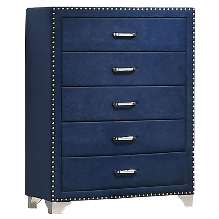 Coaster Melody 5-drawer Upholstered Chest Pacific Blue Default Title