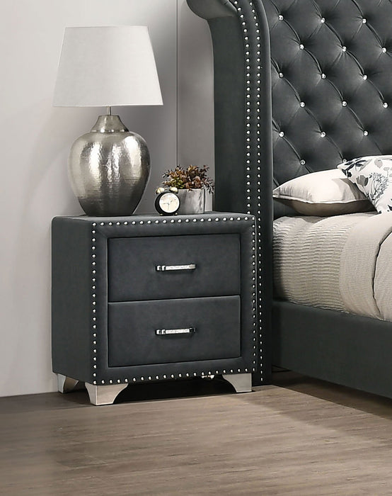 Coaster Melody 2-drawer Upholstered Nightstand Grey Default Title