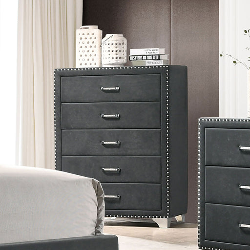 Coaster Melody 5-drawer Upholstered Chest Grey Default Title