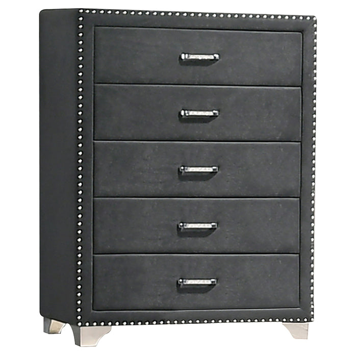 Coaster Melody 5-drawer Upholstered Chest Grey Default Title