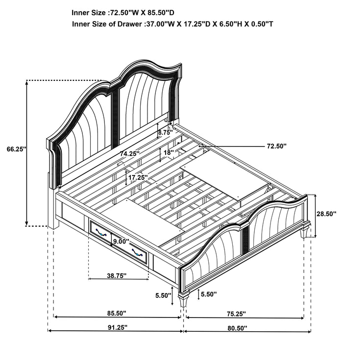 Coaster Veronica Storage Bed with LED Headboard Silver Oak and Ivory Cal King Set of 5