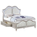 Coaster Evangeline Storage Bed with LED Headboard Silver Oak and Ivory Cal King