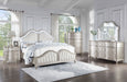 Coaster Evangeline Upholstered Platform Bedroom Set Ivory and Silver Oak Eastern King Set of 5