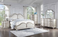 Coaster Evangeline Tufted Upholstered Platform Bed Ivory and Silver Oak Cal King