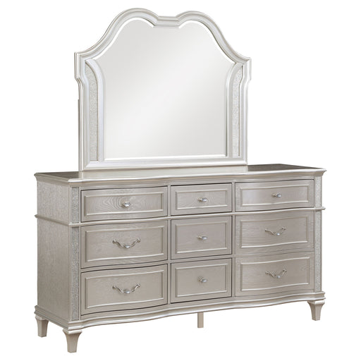 Coaster Evangeline 9-drawer Dresser with Mirror Silver Oak With Mirror
