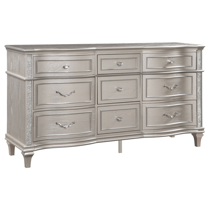 Coaster Evangeline 9-drawer Dresser with Mirror Silver Oak No Mirror