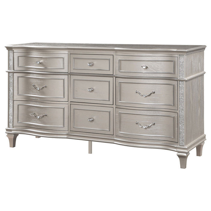 Coaster Evangeline 9-drawer Dresser with Mirror Silver Oak No Mirror